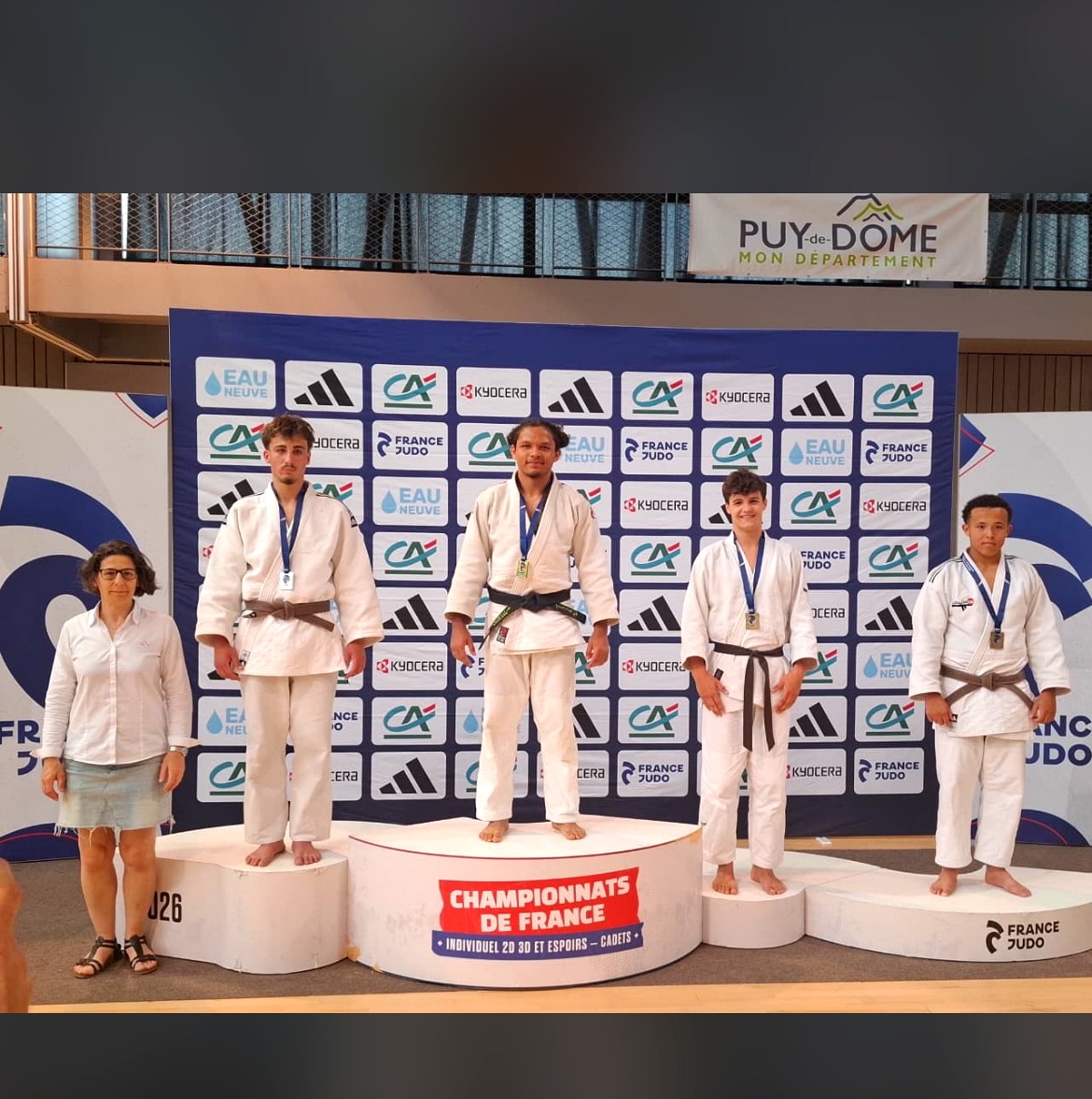 Swan SEEL, champion de France Cadets 2026 sur le podium (Puy-de-Dôme)